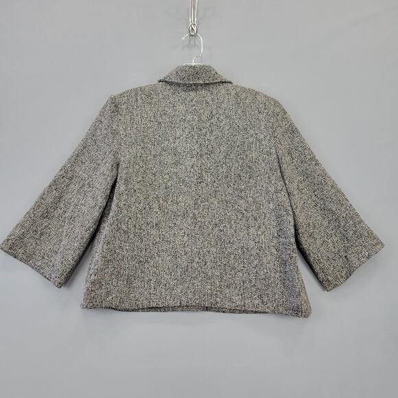 Notations Gray Charcoal Crop Jacket Preppy 3/4 Sleeves Button Up Women's Size S - Picture 3 of 10